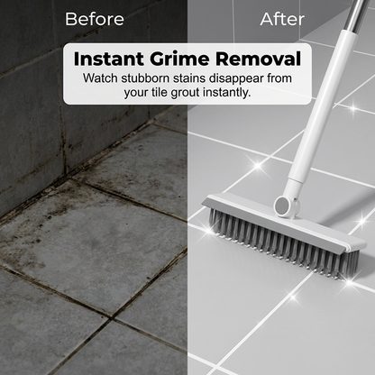 2-in-1 Grout & Corner Scrubber Brush with Squeegee