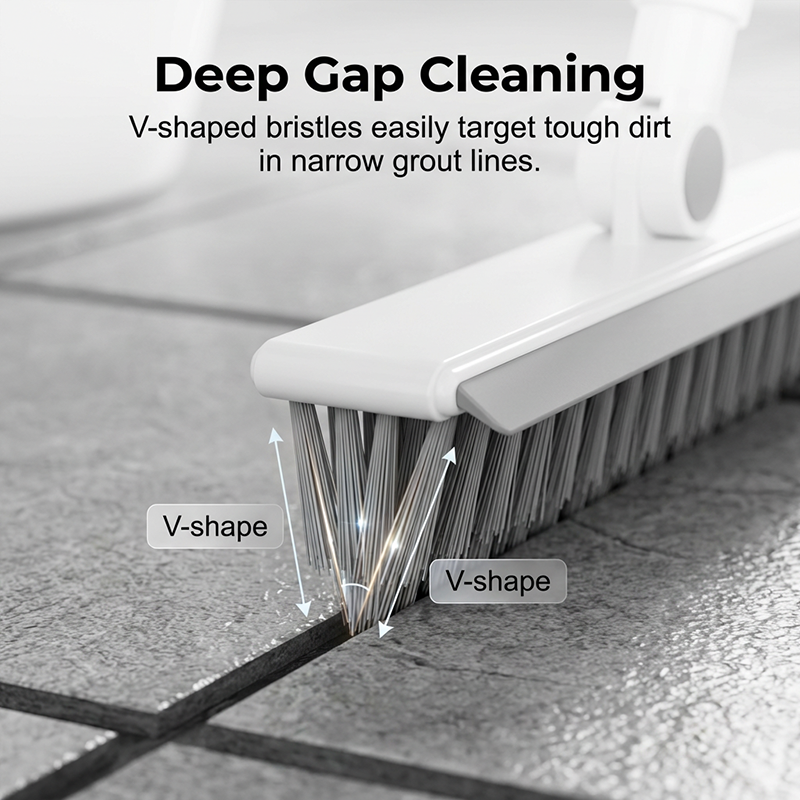2-in-1 Grout & Corner Scrubber Brush with Squeegee