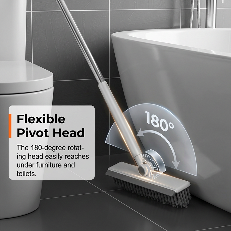 2-in-1 Grout & Corner Scrubber Brush with Squeegee