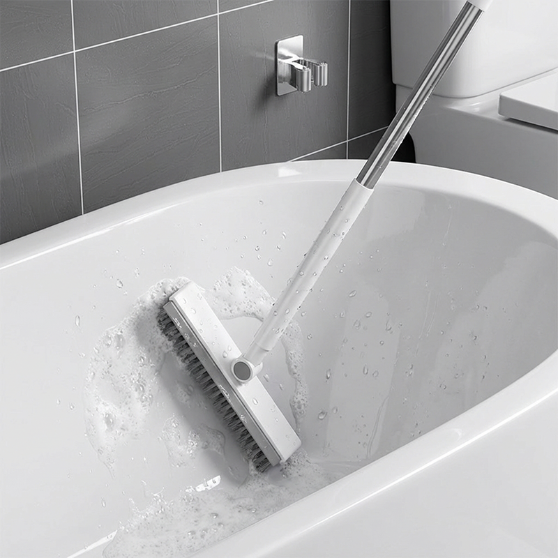 2-in-1 Grout & Corner Scrubber Brush with Squeegee