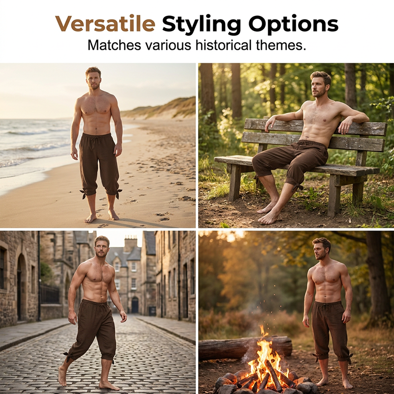 Men's Viking Pirate Pants with Lace-Up Legs