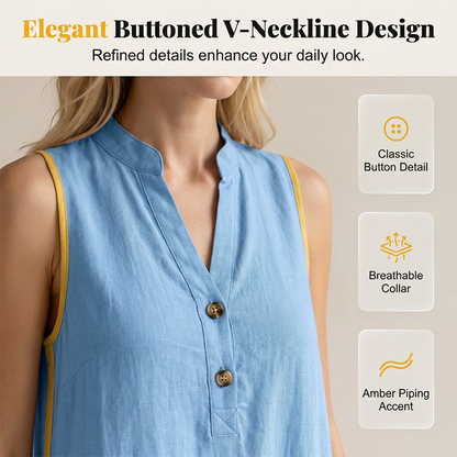 Women's V Neck Sleeveless Loose Dress