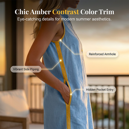 Women's V Neck Sleeveless Loose Dress
