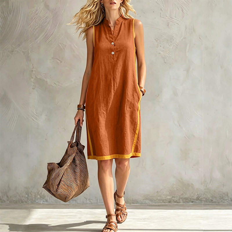 Women's V Neck Sleeveless Loose Dress