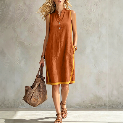 Women's V Neck Sleeveless Loose Dress
