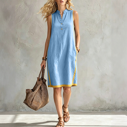 Women's V Neck Sleeveless Loose Dress