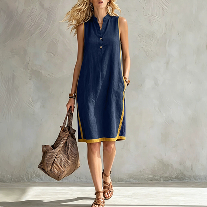 Women's V Neck Sleeveless Loose Dress