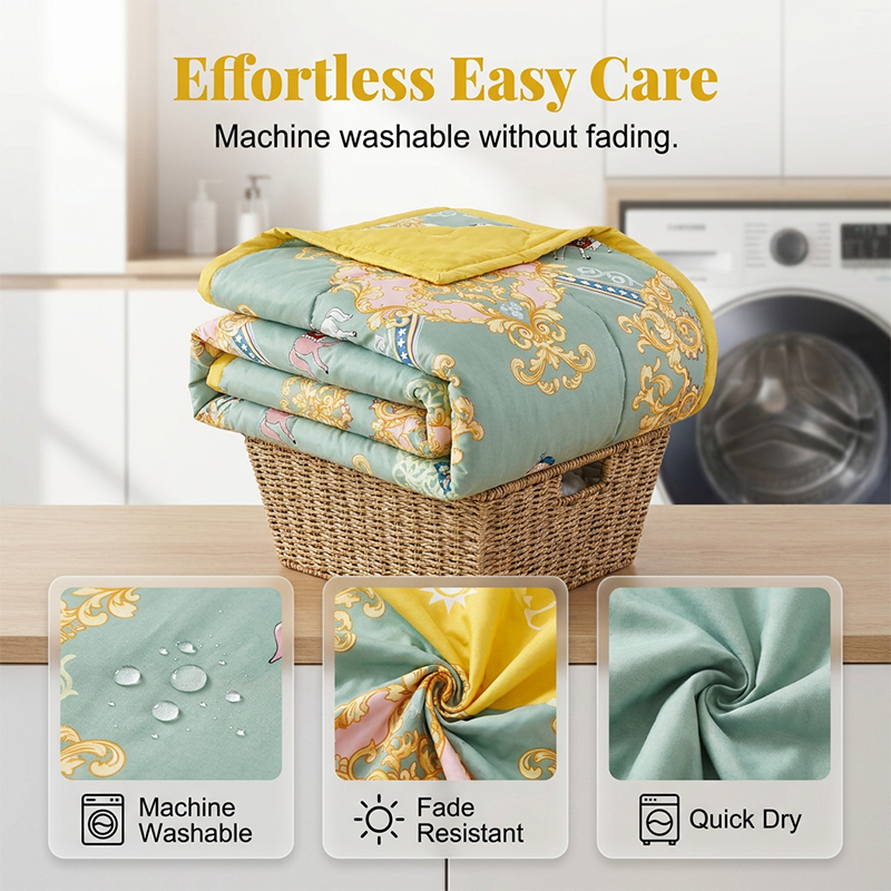 Floral Printed Lightweight Summer Quilt Quilted Blanket