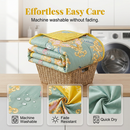 Floral Printed Lightweight Summer Quilt Quilted Blanket