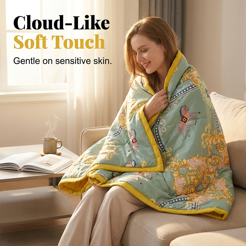 Floral Printed Lightweight Summer Quilt Quilted Blanket