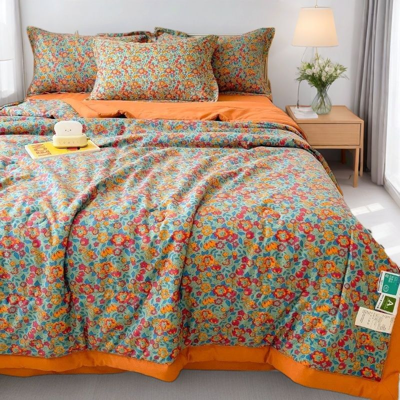 Floral Printed Lightweight Summer Quilt Quilted Blanket