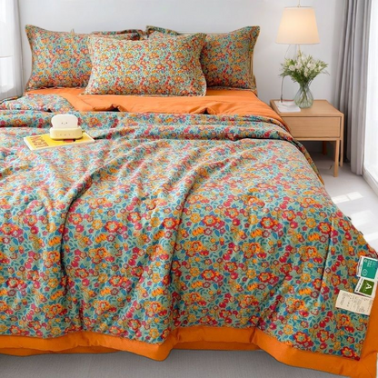 Floral Printed Lightweight Summer Quilt Quilted Blanket
