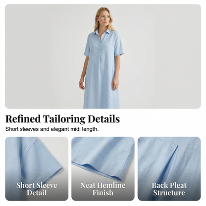 Women's Casual Linen Blend Shirt Dress