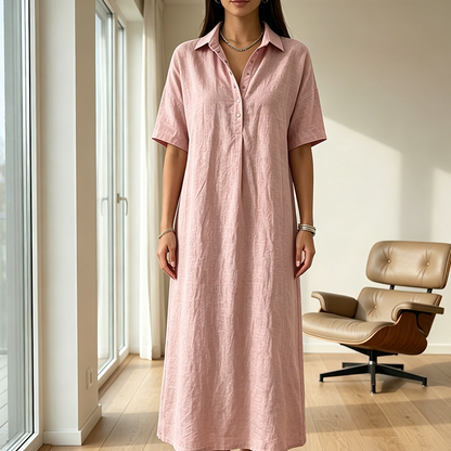 Women's Casual Linen Blend Shirt Dress