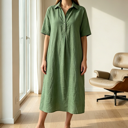 Women's Casual Linen Blend Shirt Dress