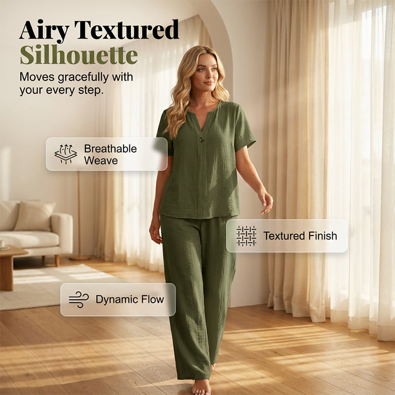 👕Spring Summer New Plus Size Women's Casual Long Sleeve Shirt & Loose Pants Set, ✨Perfect for Vacation & Daily