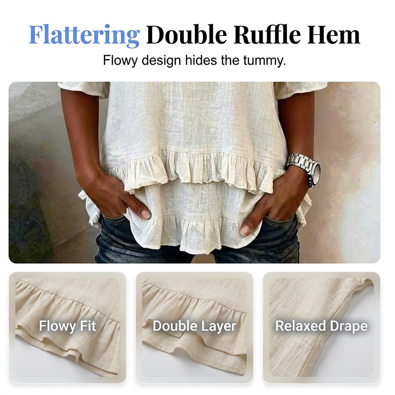 Women's V-Neck Top with Ruffle Hem