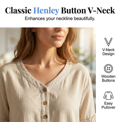 Women's V-Neck Top with Ruffle Hem