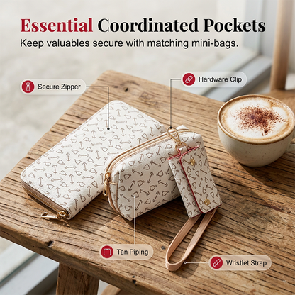 Women 6-Piece Handbag Set Fashion Bone Pattern