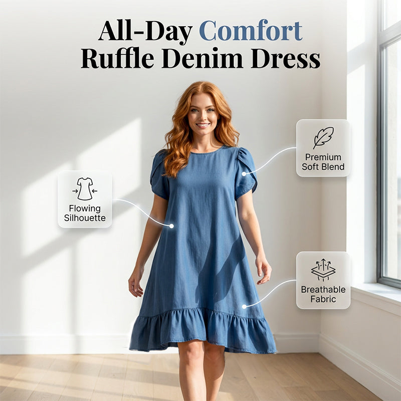 Elegant Washed Denim Dress