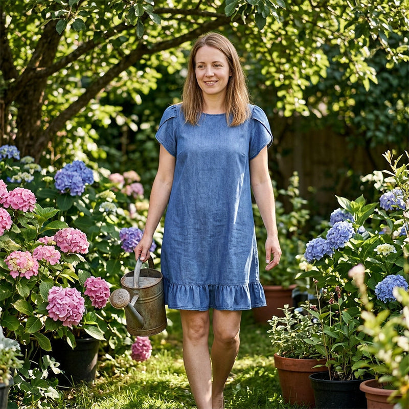 Elegant Washed Denim Dress