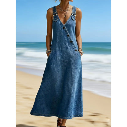 👗✨Women’s Stylish Asymmetrical Button Denim Dress – Effortless Everyday Chic🔥