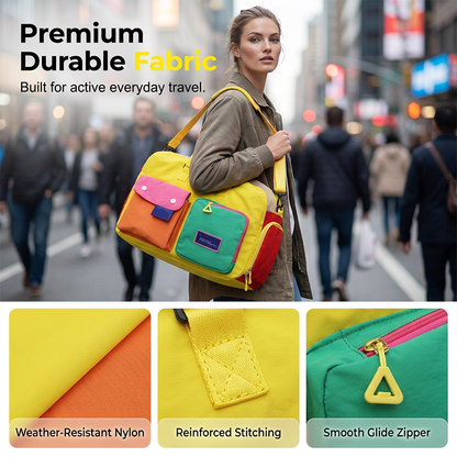 🎒 LIMITED-TIME 49% OFF! 💥 Casual Color Block Overnight Bag – Dual Front Compartments, Durable Fabric, Versatile ✨