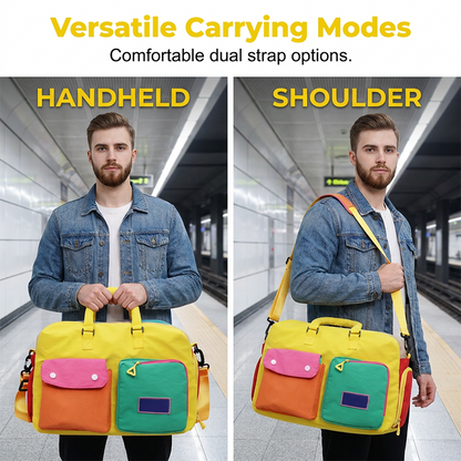 🎒 LIMITED-TIME 49% OFF! 💥 Casual Color Block Overnight Bag – Dual Front Compartments, Durable Fabric, Versatile ✨