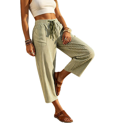 Women's Striped Cropped Lounge Pants