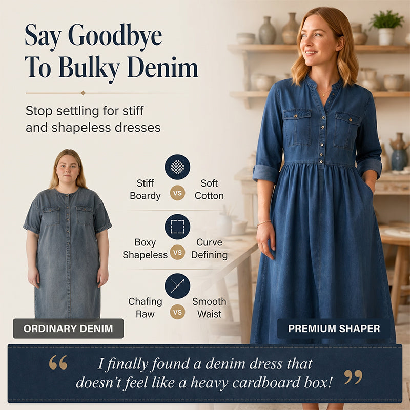 Women's Plus Size Button-Up Denim Maxi Dress