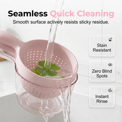 Double-Layer Fruit Washing Basket with Handle and Pour Spout