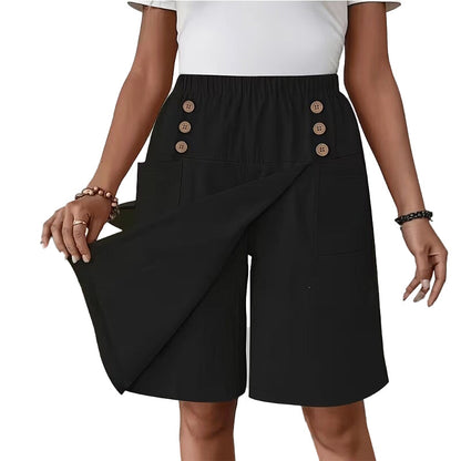 Women's Knee-Length Asymmetrical Wrap Shorts