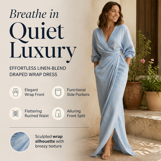 Women's Elegant V-Neck Wrap Maxi Dress