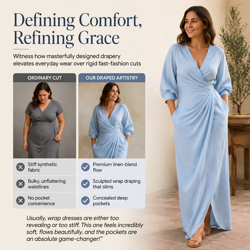Women's Elegant V-Neck Wrap Maxi Dress