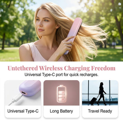 Portable Cordless Hair Straightening Brush