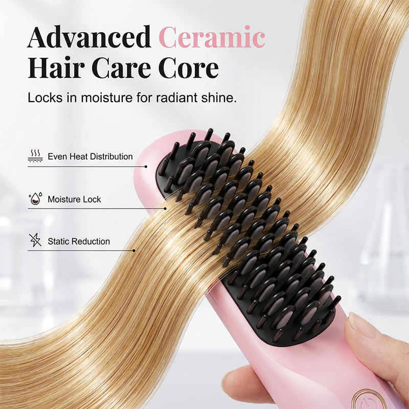 Portable Cordless Hair Straightening Brush