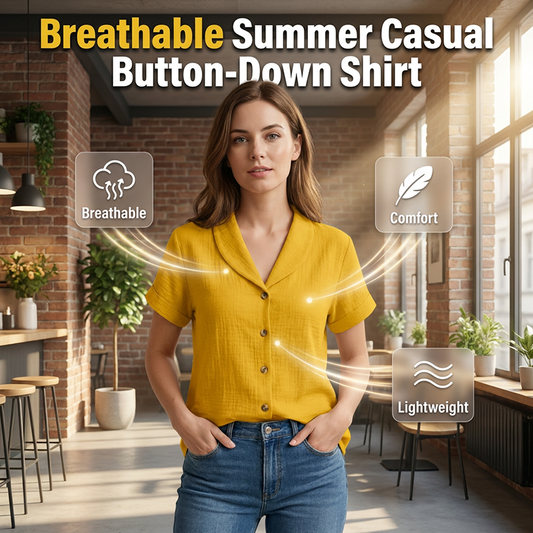 Women's Short Sleeve Cotton Linen Shirt