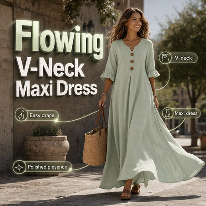 Women’s V Neck Loose Maxi Dress