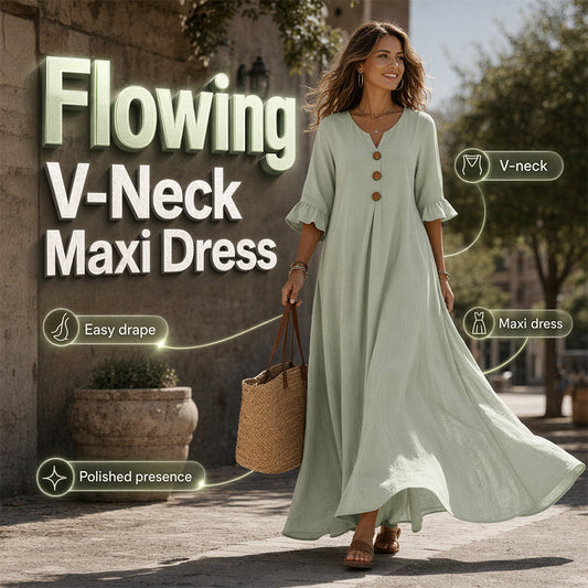 Women’s V Neck Loose Maxi Dress