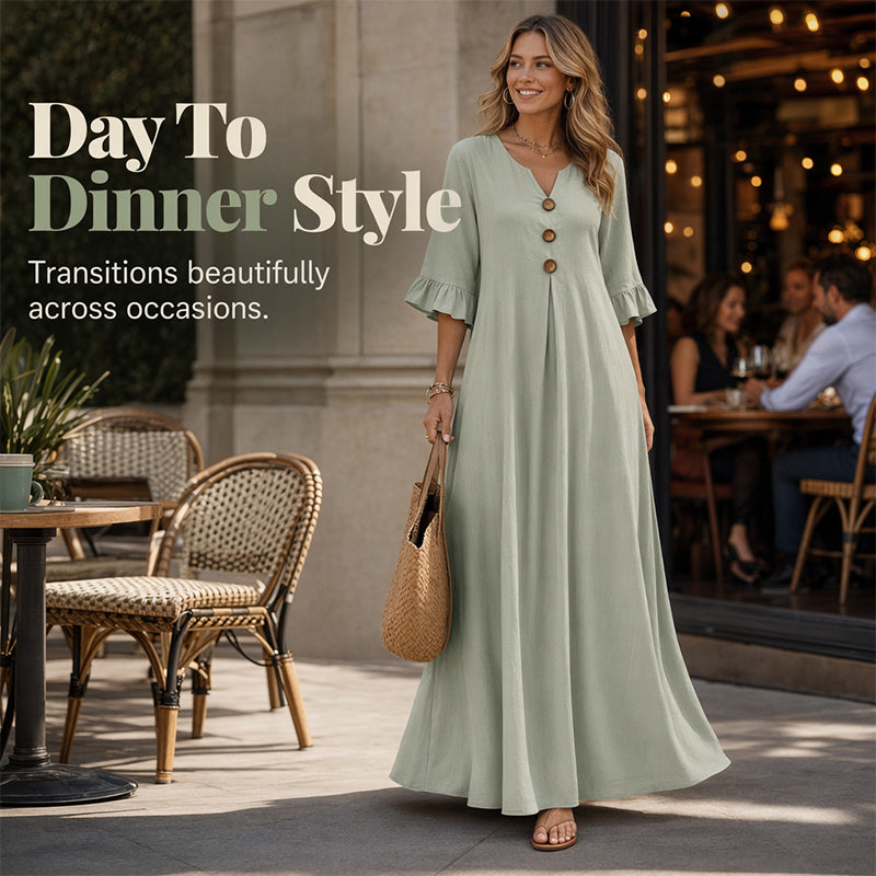 Women’s V Neck Loose Maxi Dress