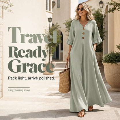 Women’s V Neck Loose Maxi Dress