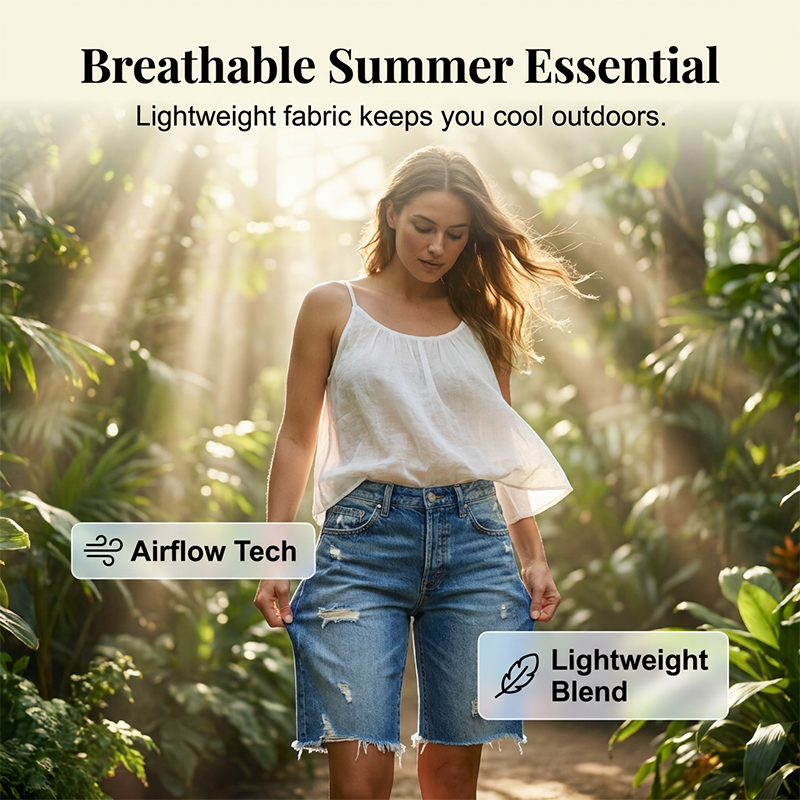 📢📢50% OFF !! ⏰Women's Casual Distressed Denim Bermuda Shorts👖