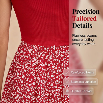 Women's Summer Square Neck Floral Dress
