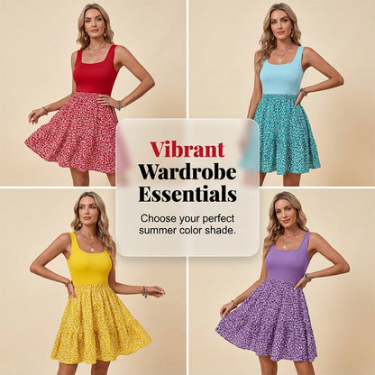 Women's Summer Square Neck Floral Dress