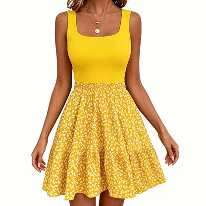 Women's Summer Square Neck Floral Dress
