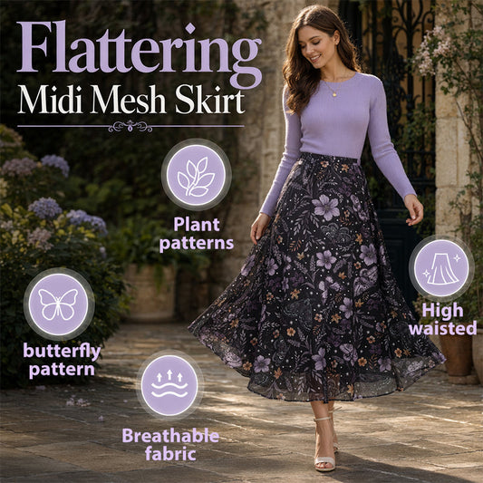 Women's High-Waisted Mesh A-Line Skirt