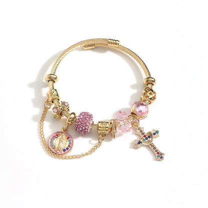 Women's Religious Cross Charm Bracelet