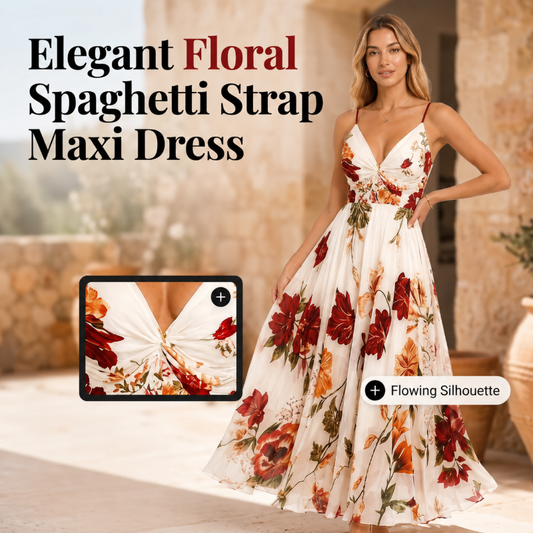 💃 New Arrivals 50% OFF💥Women's Printed Spaghetti Strap Maxi Dress – Designed to flatter with a V-neckline, adjustable thin straps & a flowing A-line silhouette. A timeless, feminine piece for warm-weather occasions 🌿