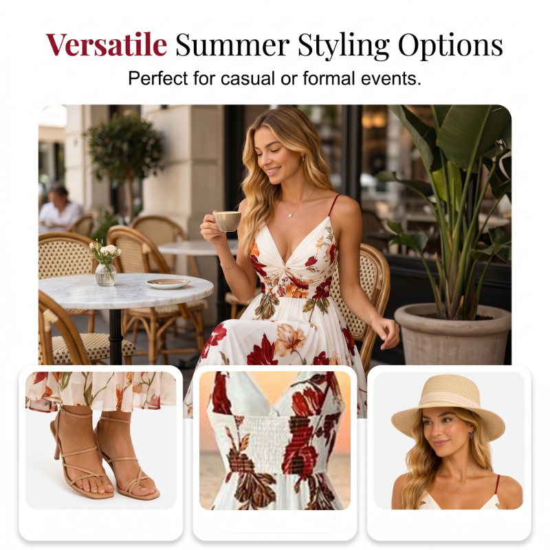 💃 New Arrivals 50% OFF💥Women's Printed Spaghetti Strap Maxi Dress – Designed to flatter with a V-neckline, adjustable thin straps & a flowing A-line silhouette. A timeless, feminine piece for warm-weather occasions 🌿