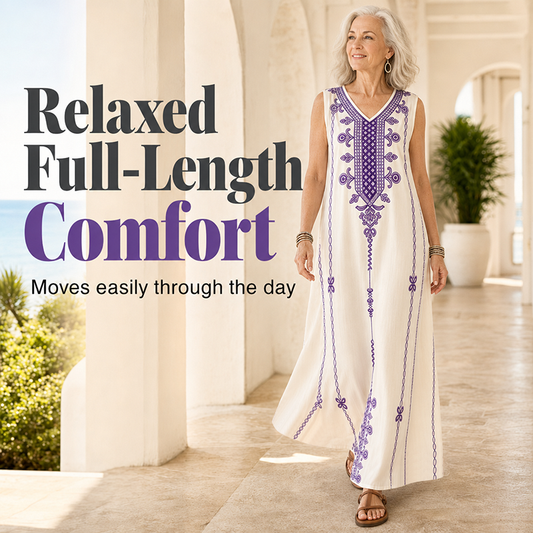 Flattering V-Neck Shape Flowing Dress